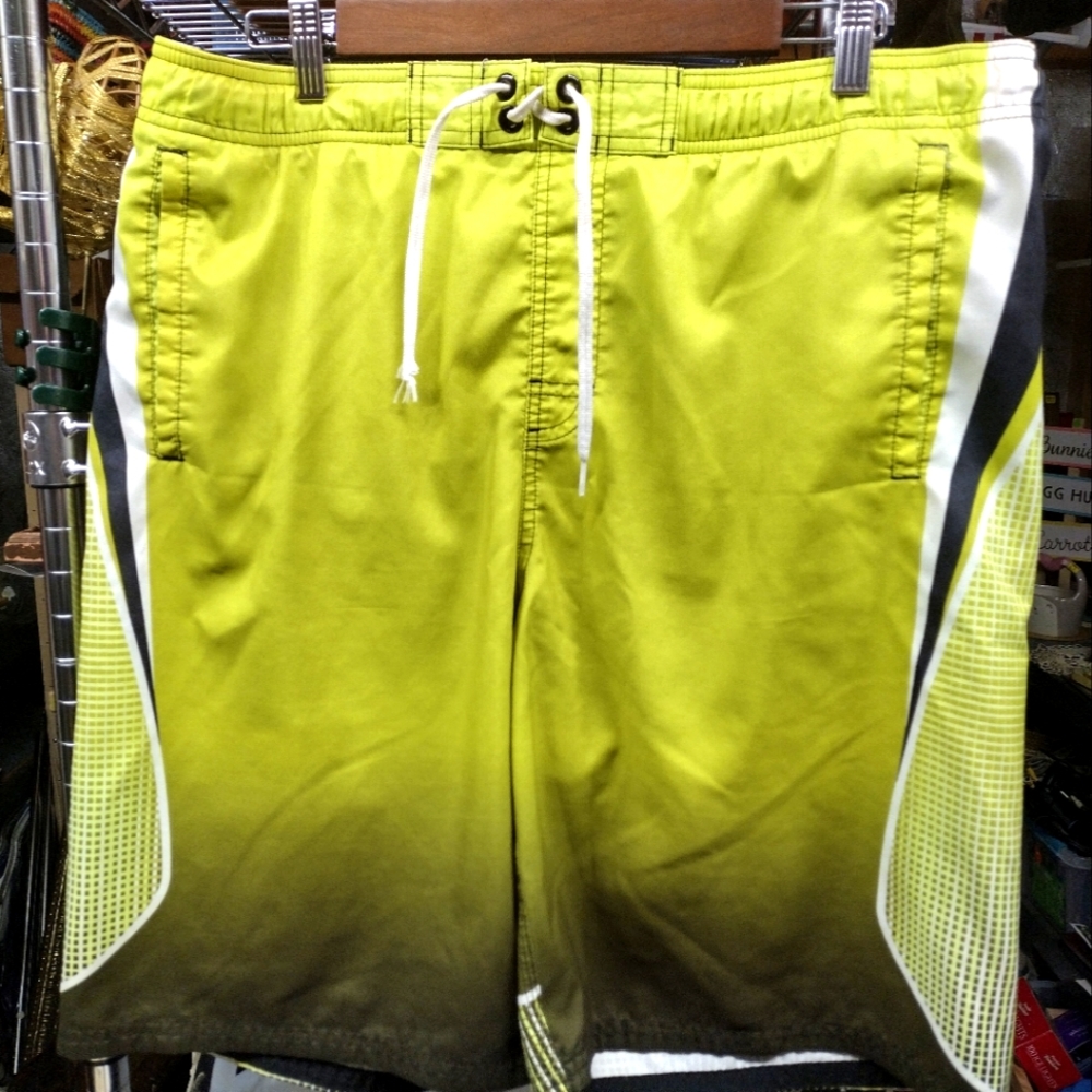 Large Nike swim shorts yellow and black